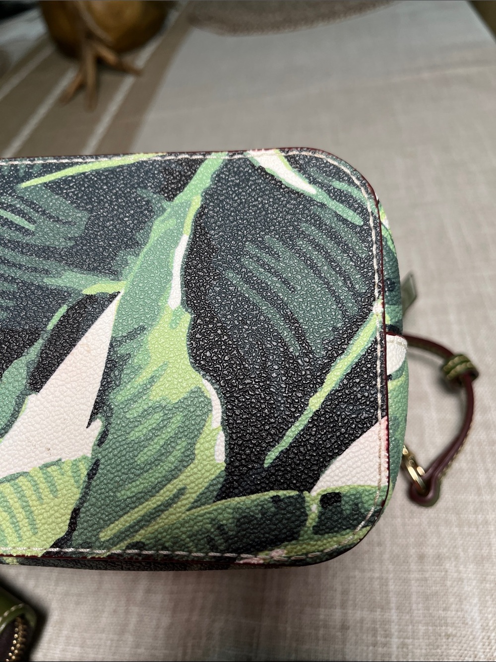 Dooney & Bourke Green Leaf Print Crossbody Satchel with Florentine card case - Picture 5 of 9